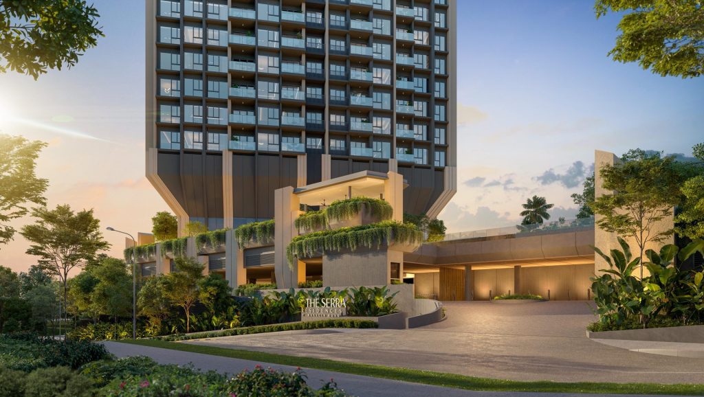 Entrance and facade of The Serra Residences freehold condominium at 7 Bassein Road, Novena